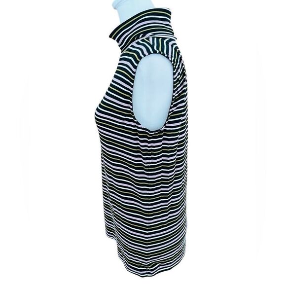 Ann Taylor Factory striped sleeveless knit turtleneck top size M. - Picture 4 of 7